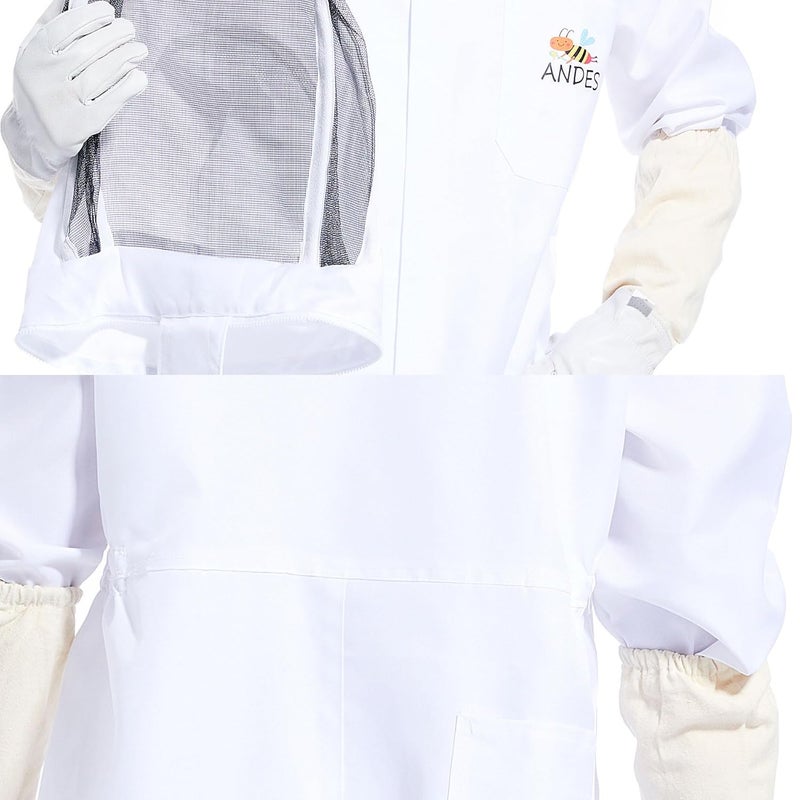 ANDES Bee Suit for Men Women Sting Proof, Polycotton Beekeeping Suit Beekeeper Costume&with Glove &Ventilated Hood, Bee Outfit for Backyard and beekeeping supplies (XXL) - Image 5